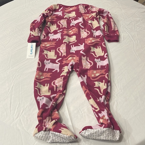 Carter's Toddler Girls Cat-Print Fleece Footed Pajamas - Picture 4 of 5